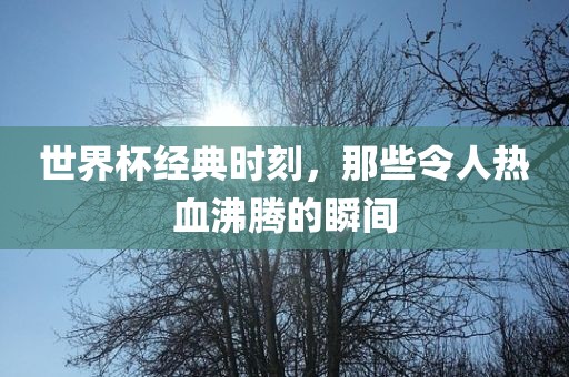 世界杯经典时刻，那些令人热血沸腾的瞬间