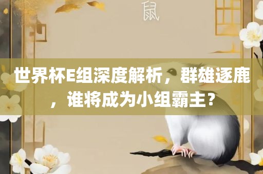 世界杯E组深度解析，群雄逐鹿，谁将成为小组霸主？