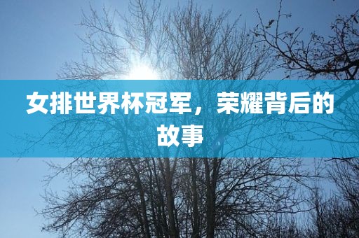 女排世界杯冠军，荣耀背后的故事
