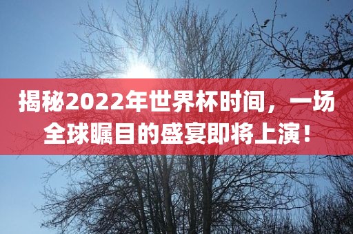 揭秘2022年世界杯时间，一场全球瞩目的盛宴即将上演！
