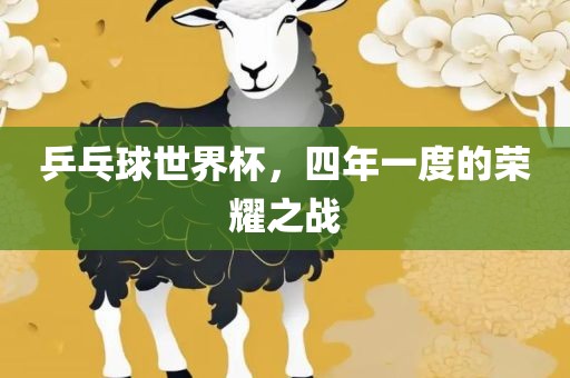 乒乓球世界杯，四年一度的荣耀之战