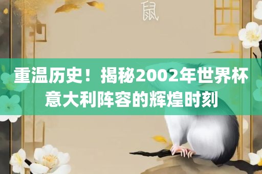 重温历史！揭秘2002年世界杯意大利阵容的辉煌时刻