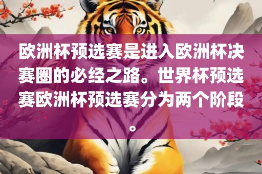 欧洲杯预选赛是进入欧洲杯决赛圈的必经之路。世界杯预选赛欧洲杯预选赛分为两个阶段。