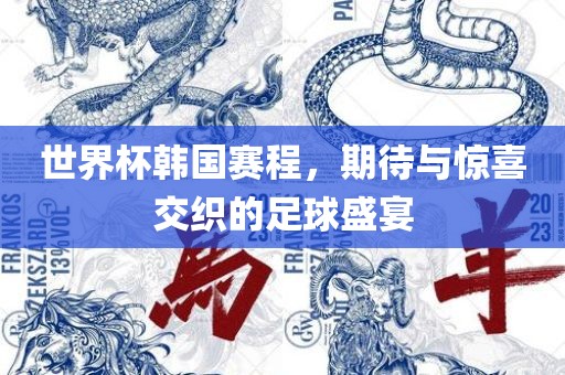 世界杯韩国赛程，期待与惊喜交织的足球盛宴