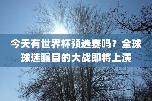 今天有世界杯预选赛吗？全球球迷瞩目的大战即将上演