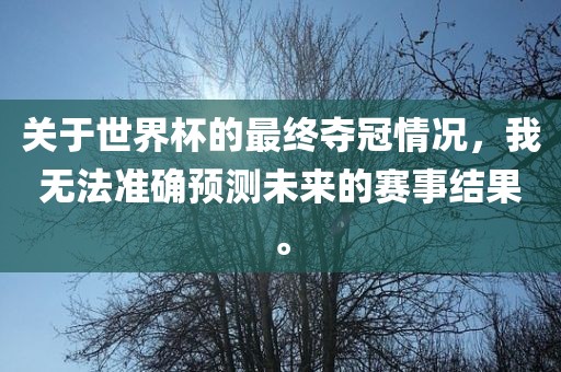关于世界杯的最终夺冠情况，我无法准确预测未来的赛事结果。
