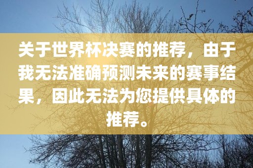 关于世界杯决赛的推荐，由于我无法准确预测未来的赛事结果，因此无法为您提供具体的推荐。